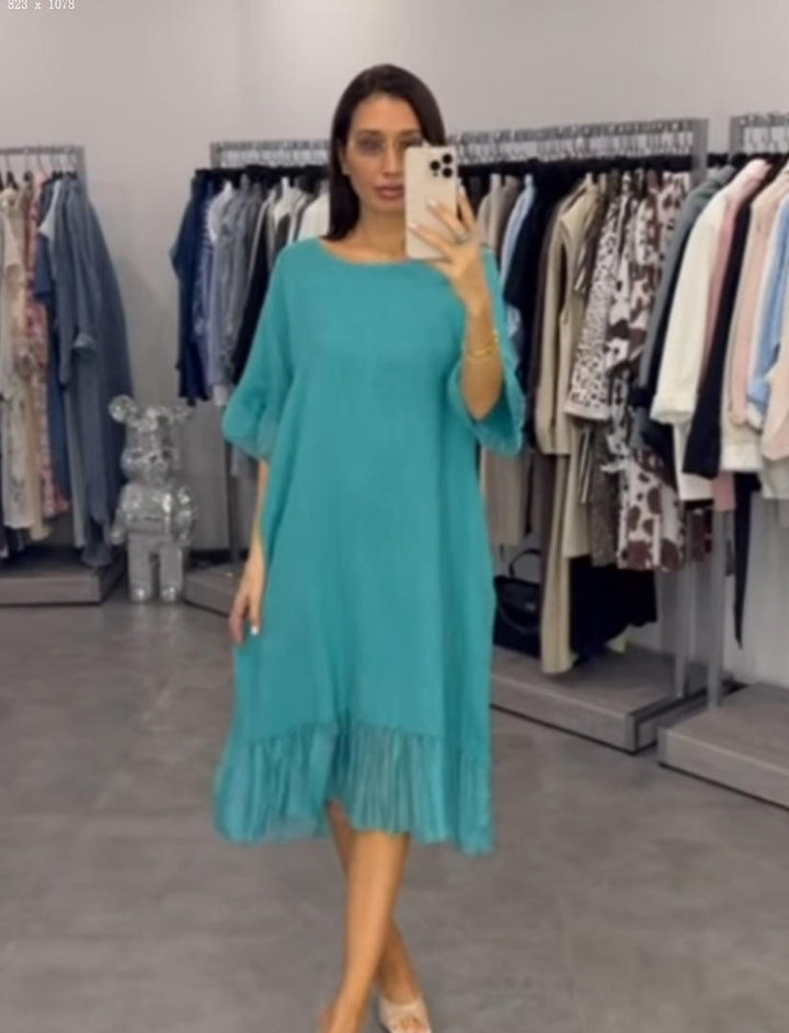 Dame Relaxed Fit Midikjole med Ruffle-saum Stilla