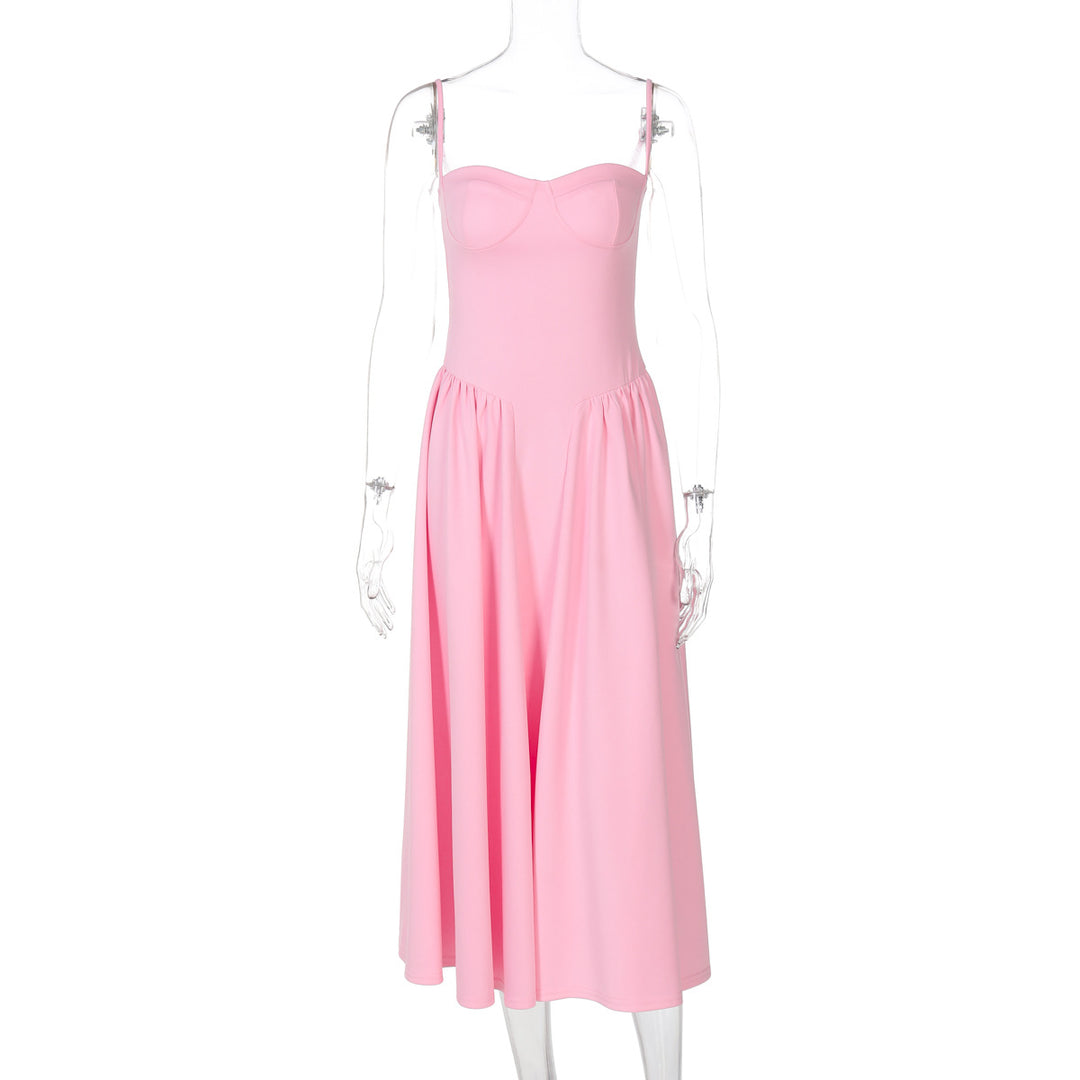Dame Maxi-kjole med elegant bustier-overdel og flydende nederdel Skovae