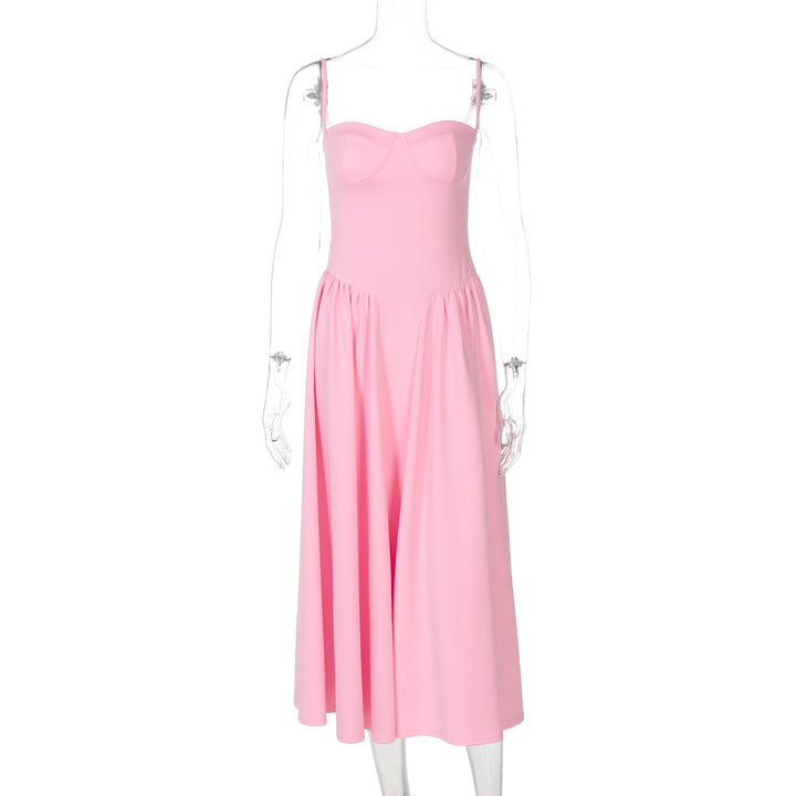 Dame Maxi-kjole med elegant bustier-overdel og flydende nederdel Skovae