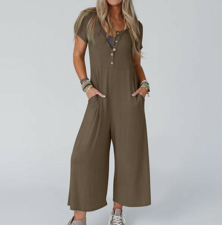 Dame jumpsuit med knapliste og praktiske lommer Stilla