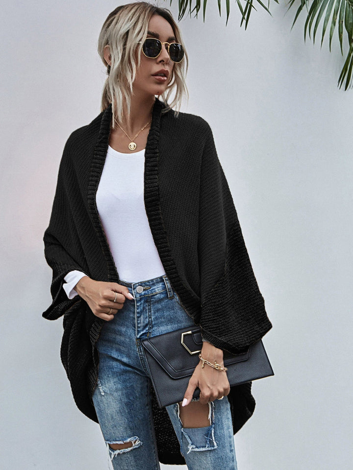 Stilla | Strikjakke Oversized Pasform Uld Strik Åben Front Flagermusærmer