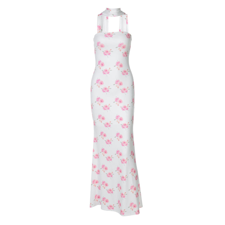 Damer Elegante Maxi-kjole med blomster mønster og skulderfri design Stilla