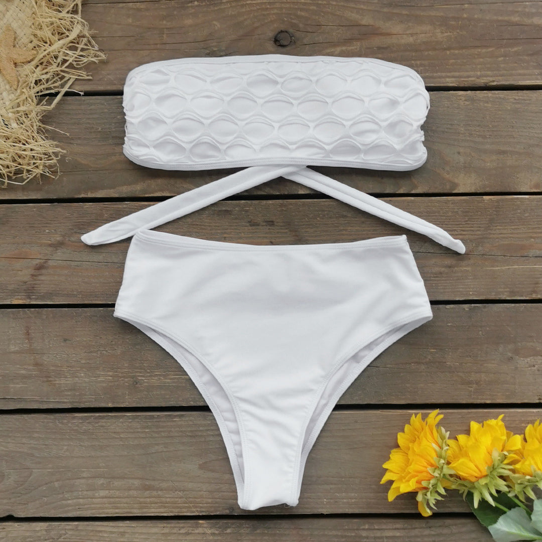 Dame Bikini-sæt med bandeau-top og højtalje-bukser Stilla