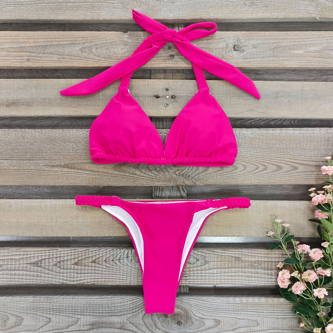 Dame bikini-sæt med flettede stropper og polstret top Stilla