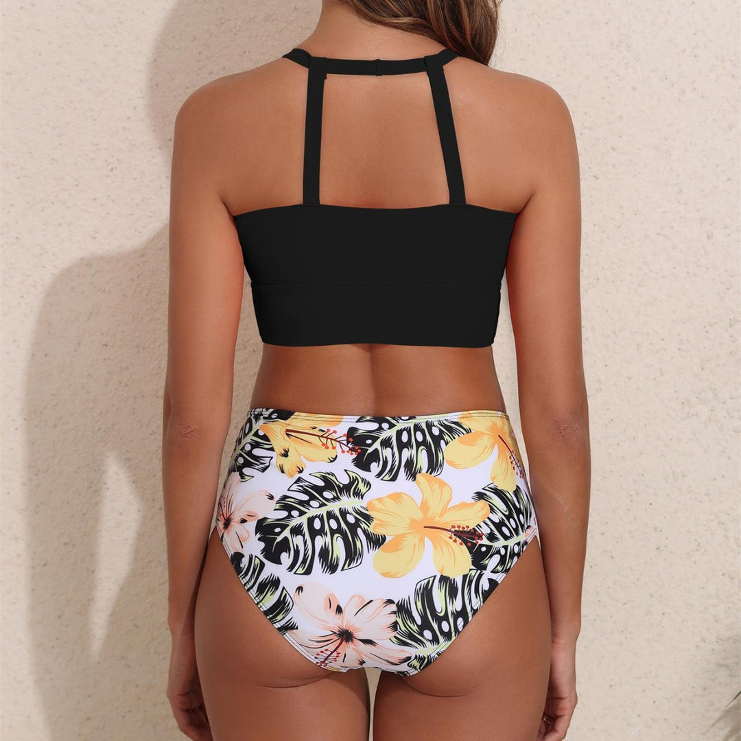 Dame Bikini-sæt med høj talje og sporty top Skovae