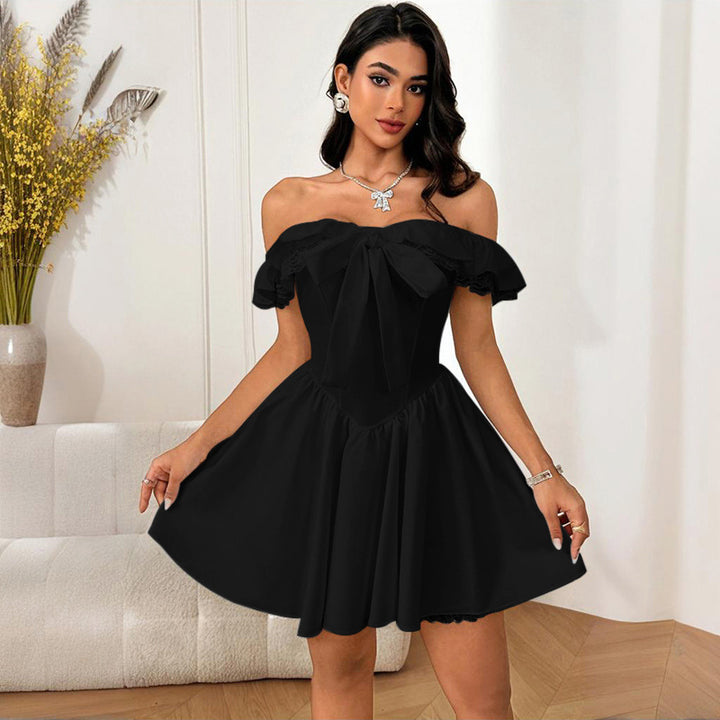 Damer Off-Shoulder Kjole med legende Sløjfedetalje Skovae