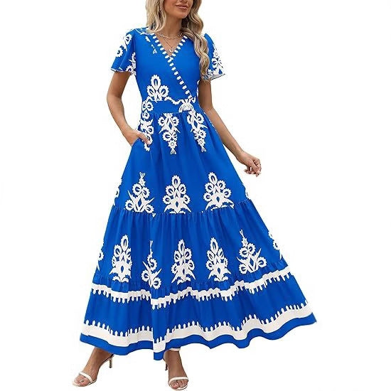 Dame Maxikjole med romantiske broderier Stilla