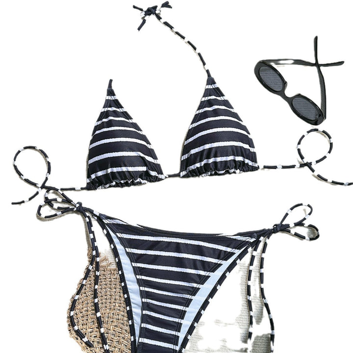 Dame triangel-bikini med justerbart bindebånd Stilla
