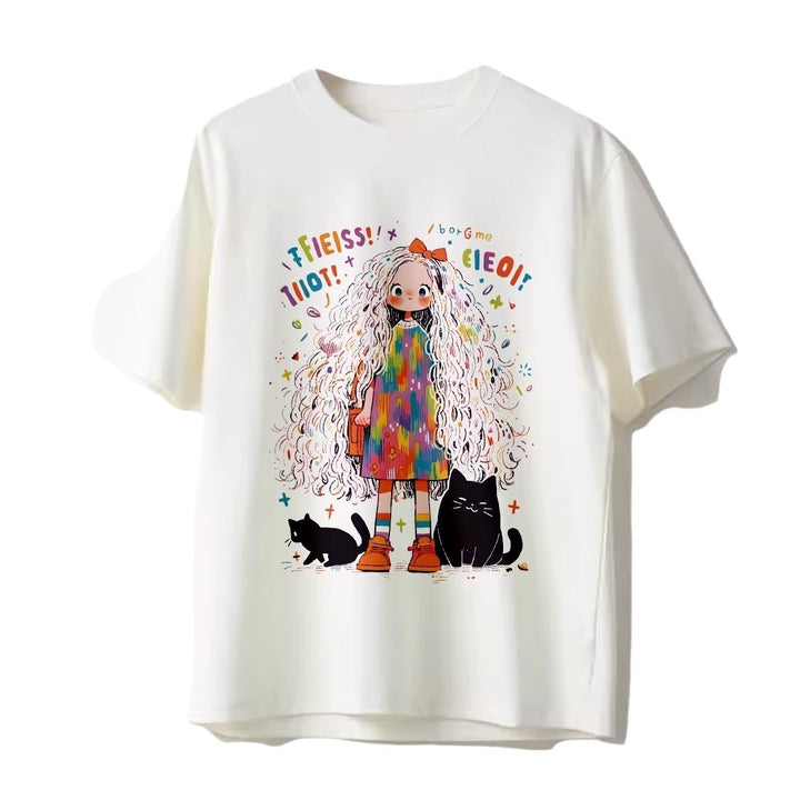 Dame T-shirt med farverigt grafikdesign og unikke illustrationer Stilla