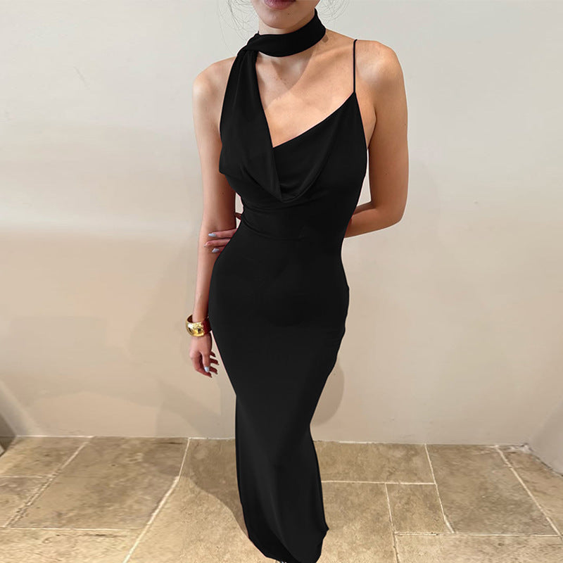 Damer Elegant Maxikjole med asymmetrisk Halterneck Skovae