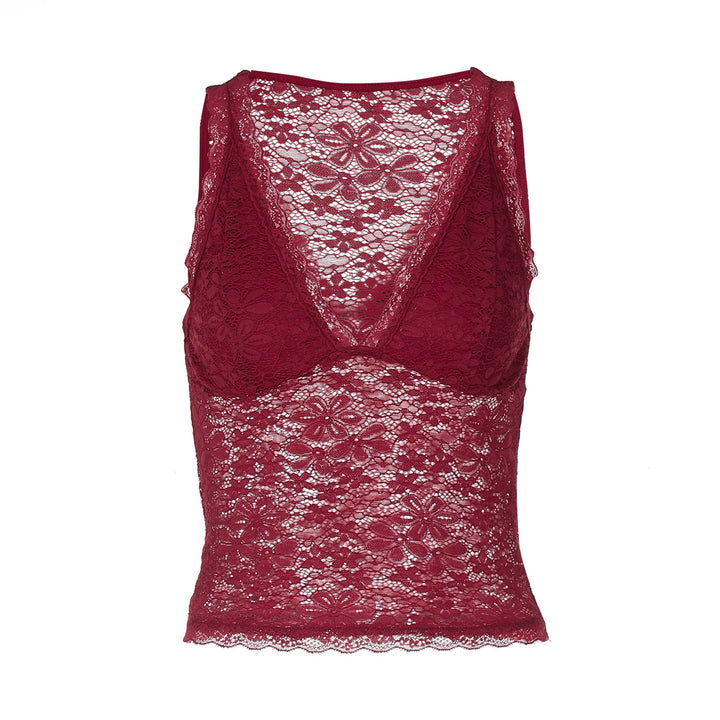 Dame spids-crop-top med fristende V-udskæring og elegante accenter Stilla