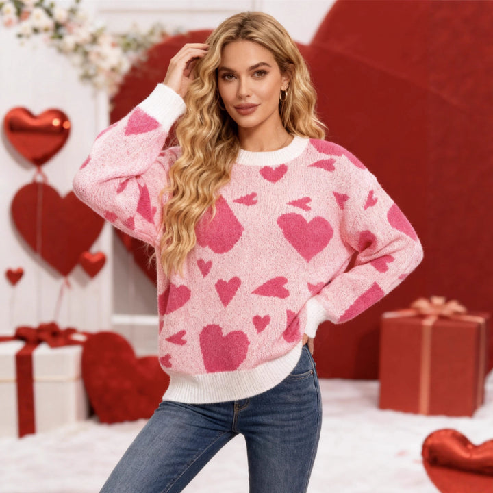 Kvinders legesyge sweater med hjerte mønstre Stilla