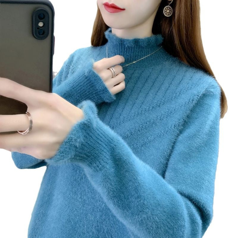 Kvinders hyggelige højhalset sweater med tekstureret design Stilla