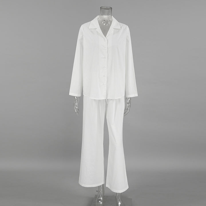 Dame afslappet cropped pyjamasæt med knapdetaljer og elastisk linning Stilla