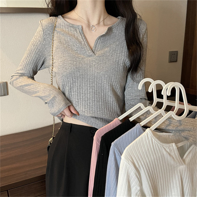 Femme Ribbet Langærmet Henley-Top Stilla
