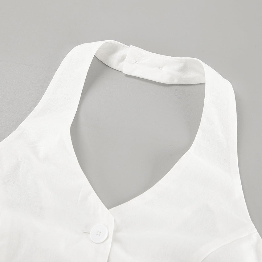 Damer sommerligt Crop-Top og shorts sæt med elegante knapdetaljeringer Stilla
