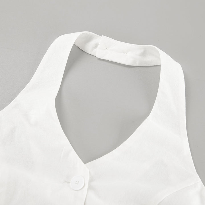 Damer sommerligt Crop-Top og shorts sæt med elegante knapdetaljeringer Stilla