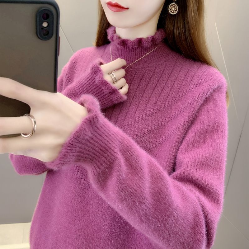 Kvinders hyggelige højhalset sweater med tekstureret design Stilla