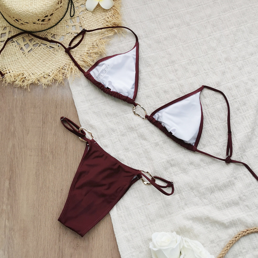 Dame bikini-sæt med elegant trekant-design og justerbare stropper Stilla