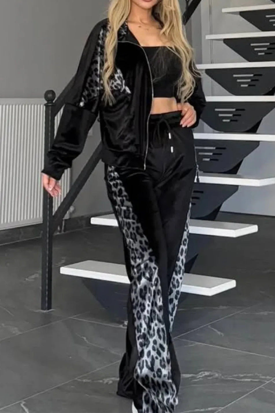 Dame Sporty Fritidsdragt-Set med dyremønster Stilla