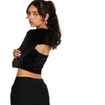 Dame Cropped Langærmet top med innovativt cut-out design Skovae