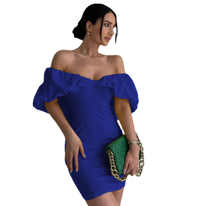 Dame Off-Shoulder Minikjole med voluminøse ærmer Stilla