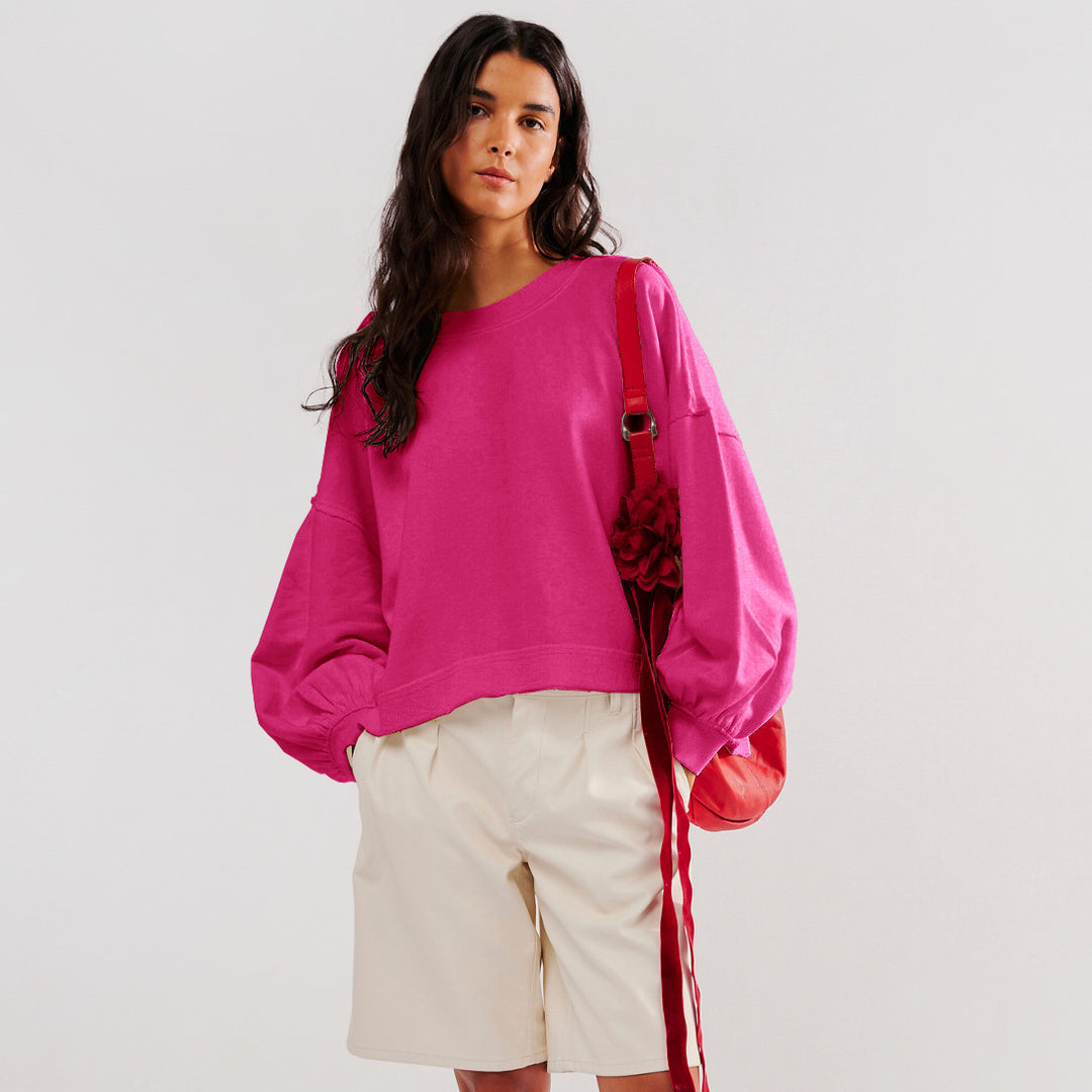 Dame afslappet sweatshirt med voluminøse ærmer og komfortabel pasform Stilla
