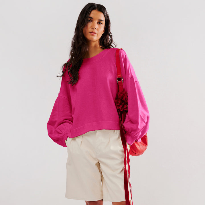 Dame afslappet sweatshirt med voluminøse ærmer og komfortabel pasform Stilla