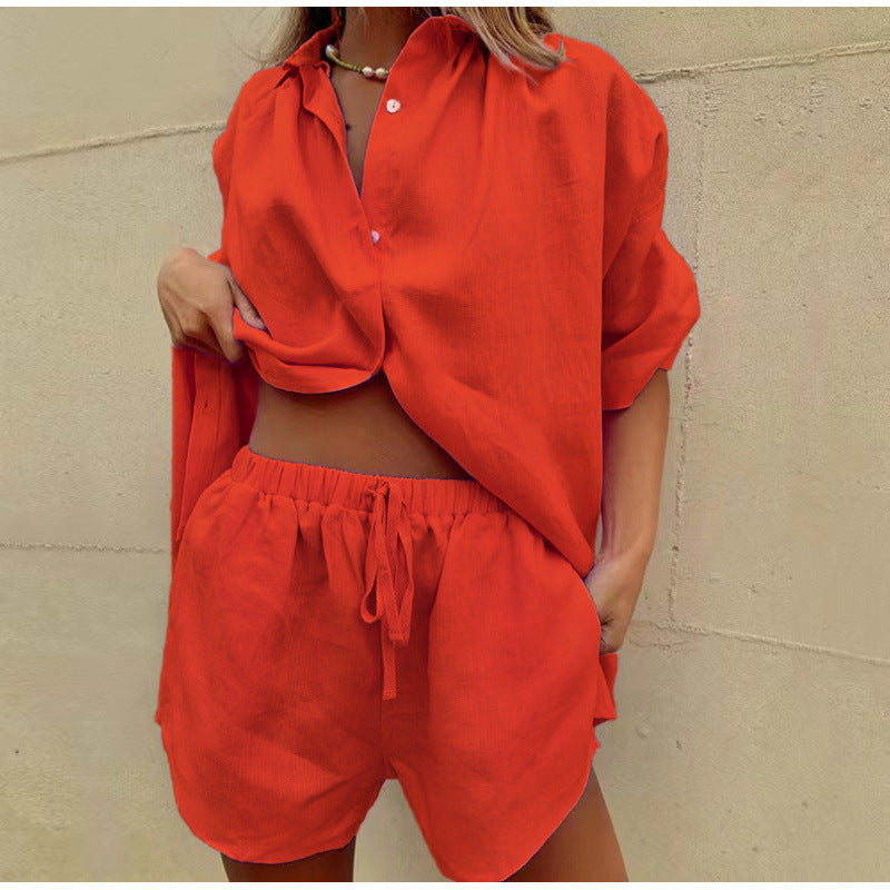 Damer Luftige Linned bluse med løse shorts Stilla