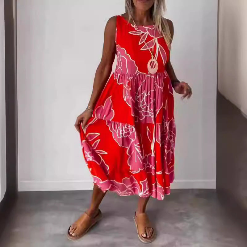 Dame Trendy Maxikjole med asymmetrisk snit og blomsterdesign Stilla