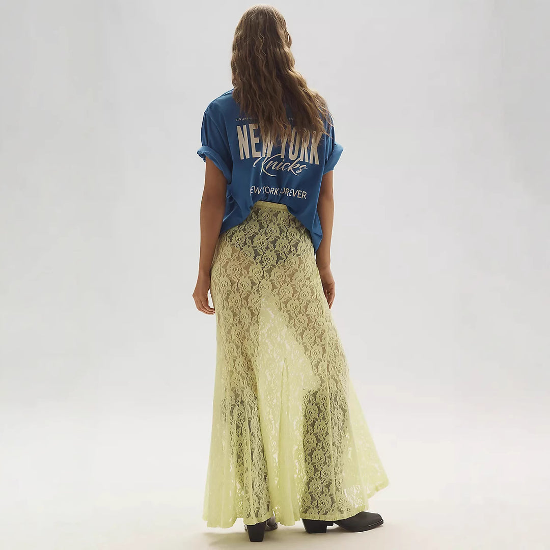 Dame afslappet T-shirt med coolt tryk og oversized skæring Skovae