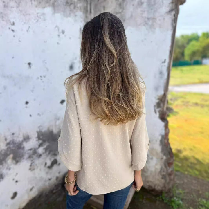 Damebluse med struktureret overflade og fashionable ¾-ærmer Stiila
