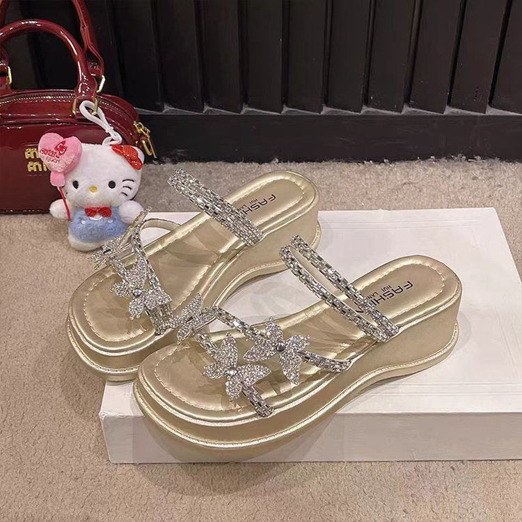 Damer platform-sandaler med funklende strass-detaljer og komfortabel sål Stilla