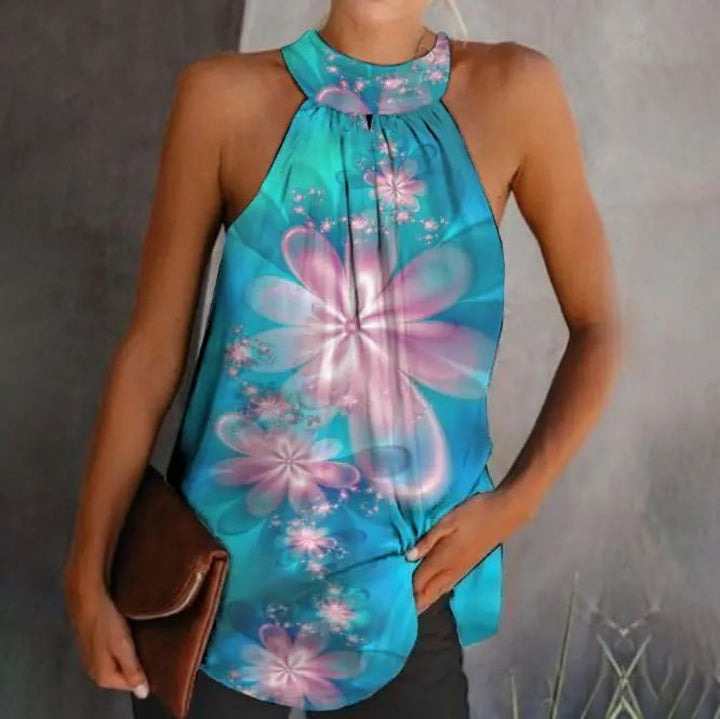 Dame Stilfuldt Halterneck Top med smock-design Stilla