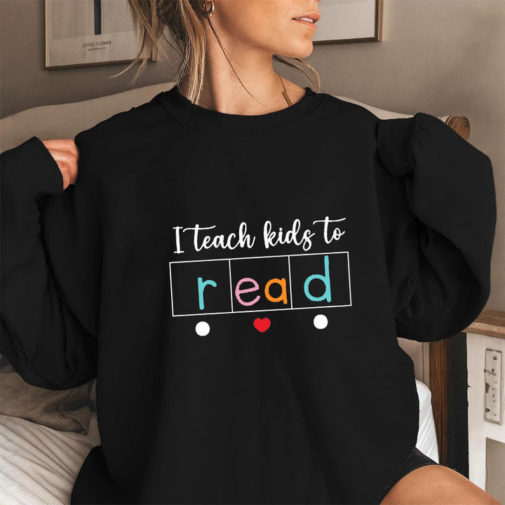 Kvinders sweatshirt med kreativt undervisningsmotiv Stilla