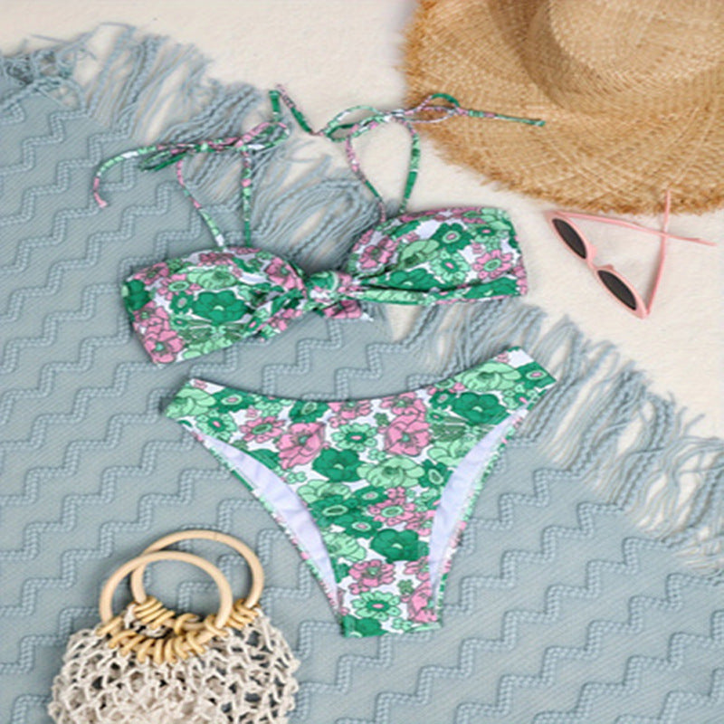 Dame Push-Up Bikini med blomsterdesign Skovae