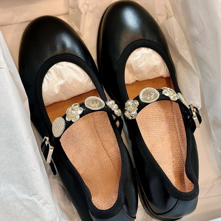 Dame Elegant Pyntet Mary Jane Ballerinas Stilla