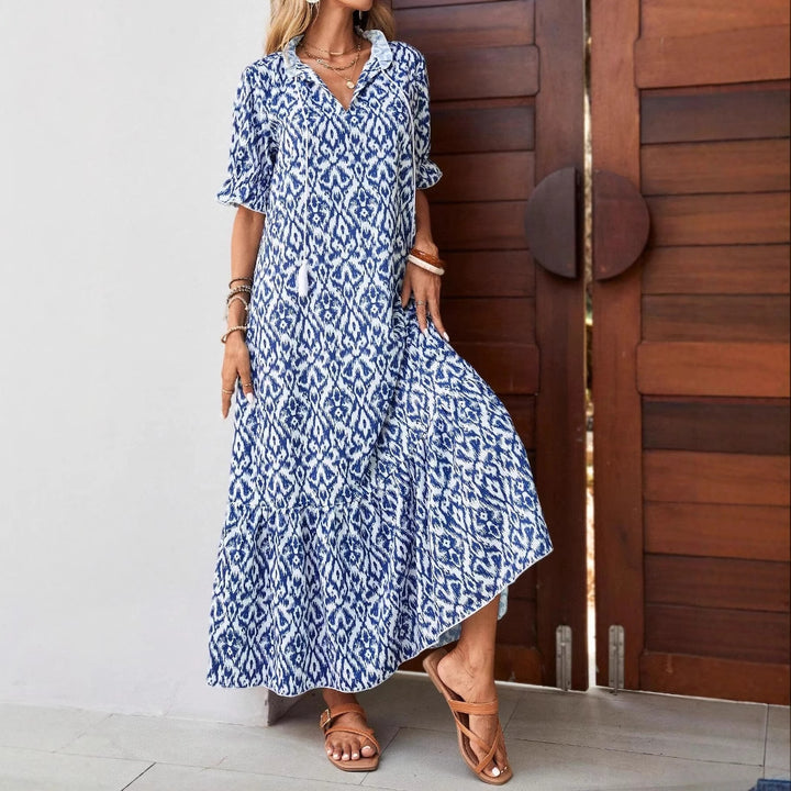 Dame Bohemian Maxi Kjole med lagdelt kant Stilla