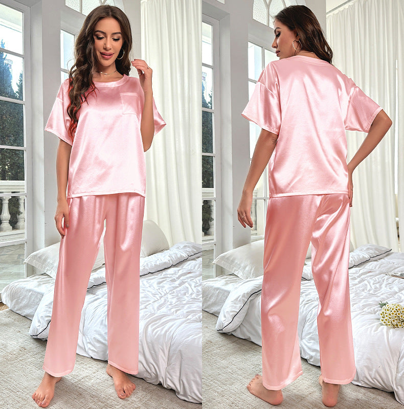 Dame Satin Pyjama-sæt med afslappet pasform og komfortable detaljer Stilla