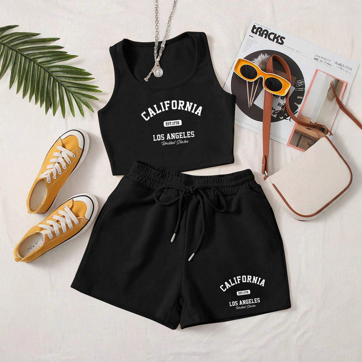Dame Sporty To-delt Sæt med Top og Shorts Skovae