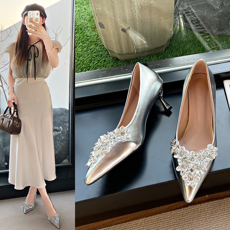 Dame Dekorative Florale Pyntet Kitten Heels Stilla