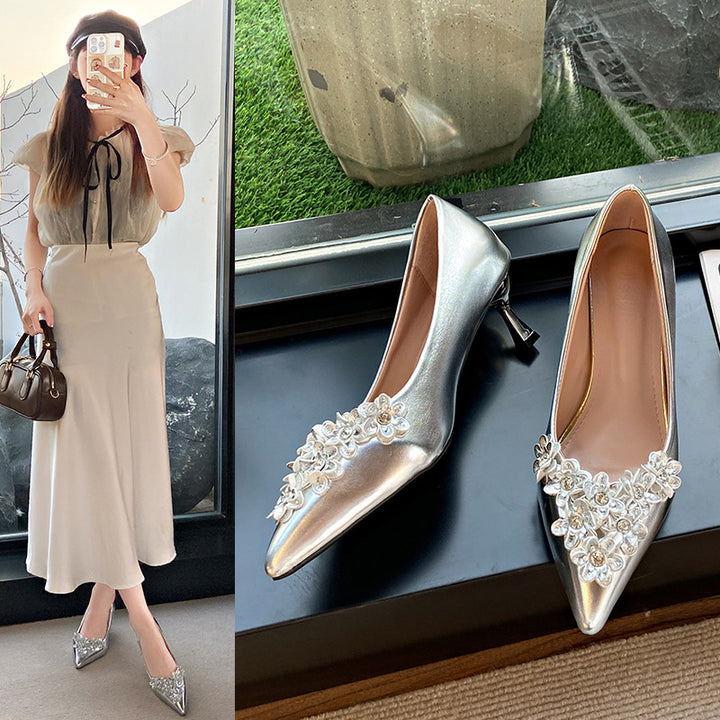 Dame Dekorative Florale Pyntet Kitten Heels Stilla