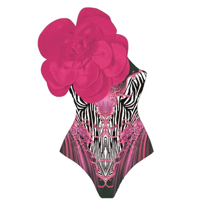 Dame Ensidet Badedragt med 3D-Blomsterapplikation Skovae