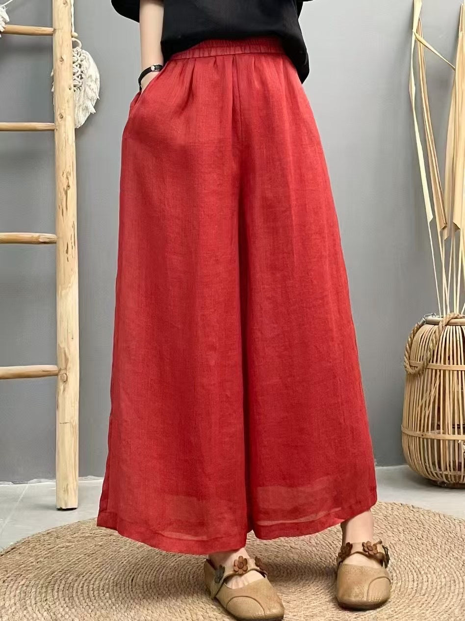 Dame Flydende Brede Linned Culottes Stilla