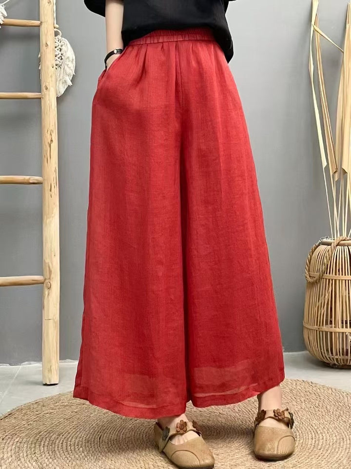 Dame Flydende Brede Linned Culottes Stilla
