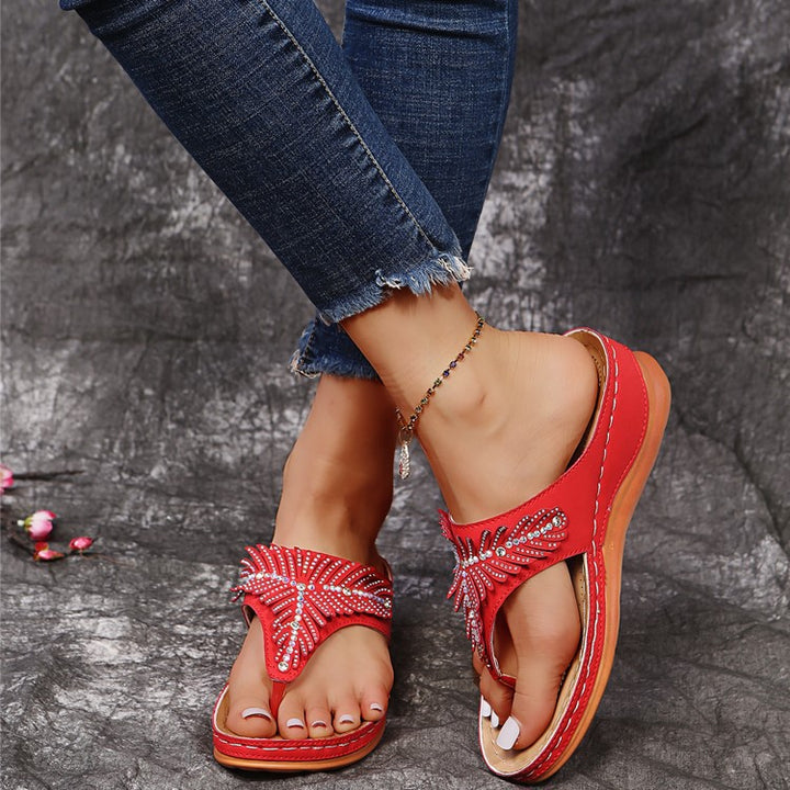 Dame Elegante Pyntede Flip-Flop Sandaler Stilla