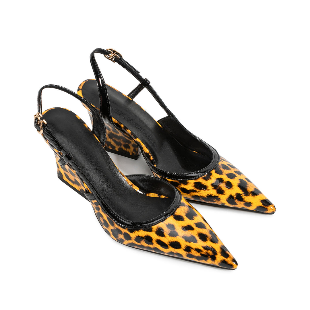 Damer Slingback Spidse Tå Hæle med Groft Leopardmønster Stilla