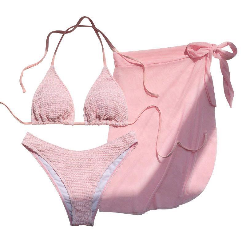 Dame vidunderligt bikini-sæt med elegant indpakningsnederdel Skovae