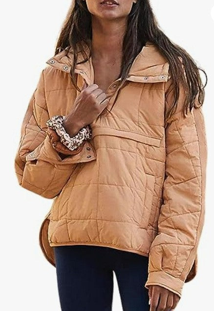 Kvinders Plus Size Polstret Jakke med Hætte Stilla