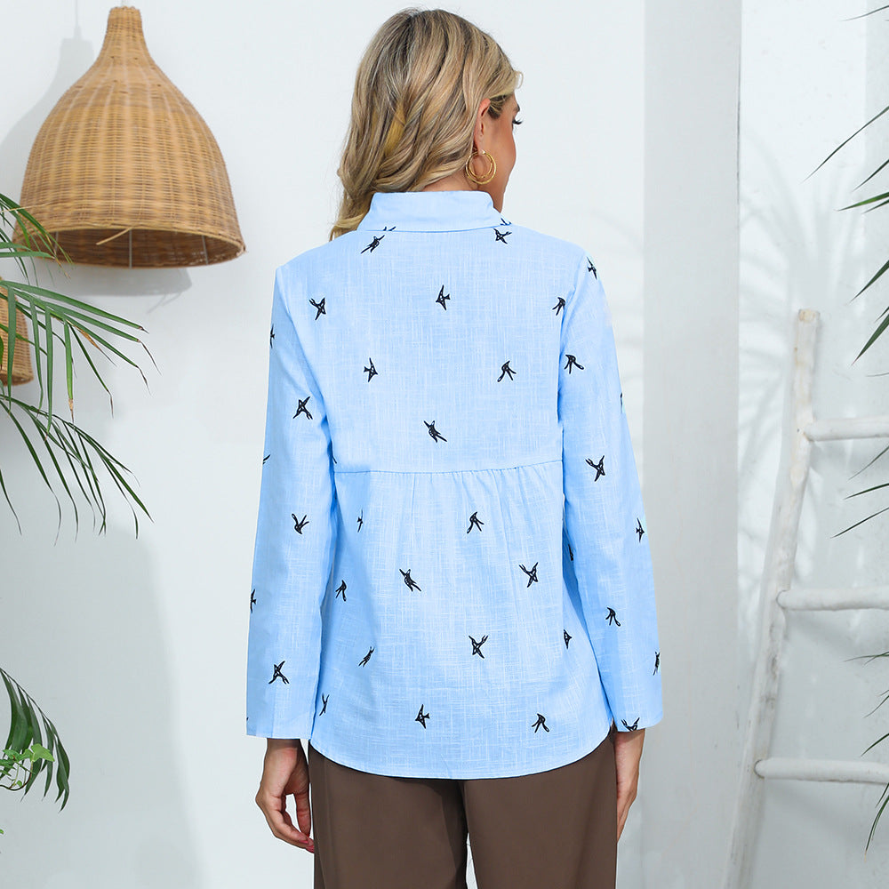 Kvinders skjorte bluse med legende knude detalje Stilla